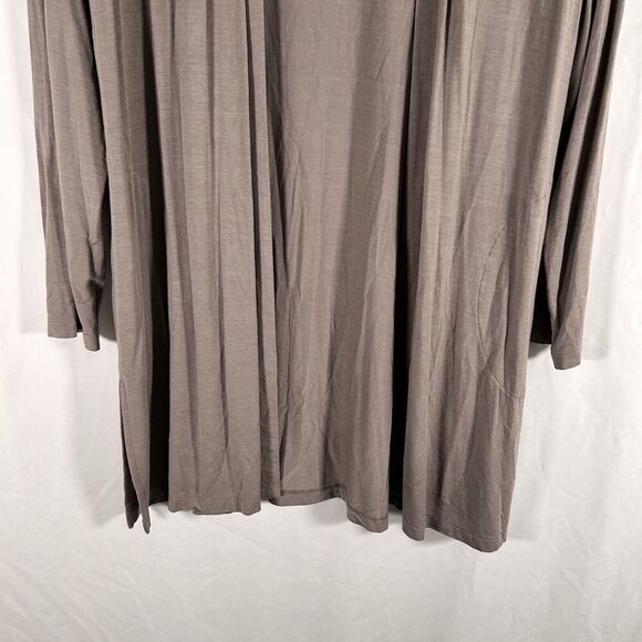 Susan Graver Cardigan Women's Medium Petite Grey Pockets open Front Modal Blend - Picture 3 of 9